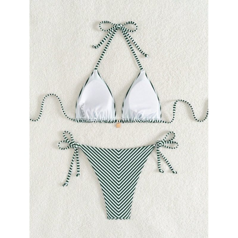 Costum de baie damă 2 piese ajustabil Alb cu Verde – FITINT 096 - imagine 5