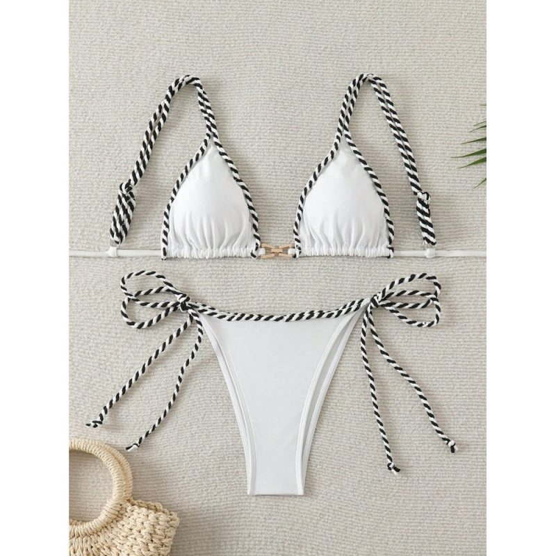 Costum de baie damă 2 piese ajustabil Alb – FITINT 199 - imagine 4