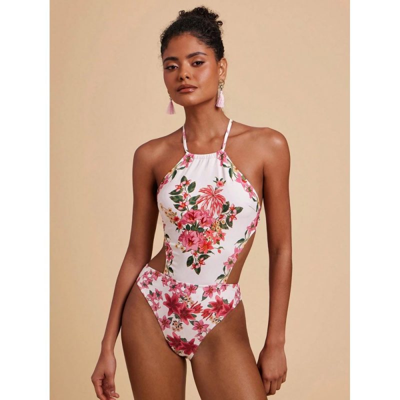 Costum de baie damă întreg cu spatele gol Multicolor – FITINT 039 - imagine 1