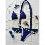 Costum de baie damă push up 2 piese ajustabil Albastru – FITINT 201