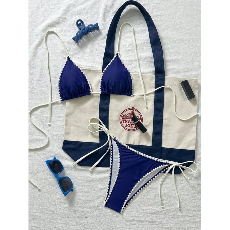 Costum de baie damă push up 2 piese ajustabil Albastru – FITINT 201 - imagine 1