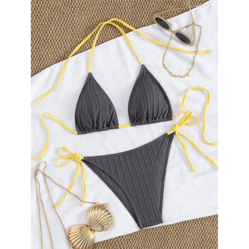 Costum de baie damă push up 2 piese ajustabil Gri – FITINT 284 - imagine 6