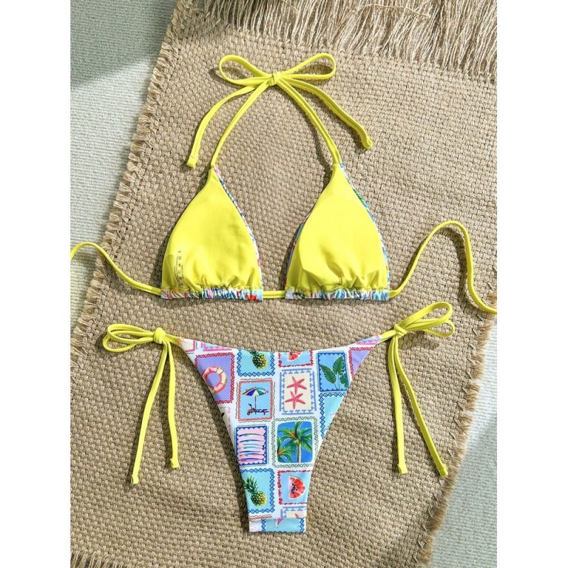 Costum de baie damă push up 2 piese ajustabil Multicolor – FITINT 111 - imagine 2