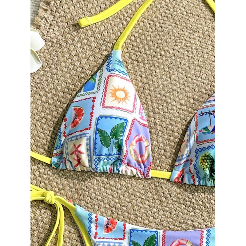 Costum de baie damă push up 2 piese ajustabil Multicolor – FITINT 111 - imagine 6