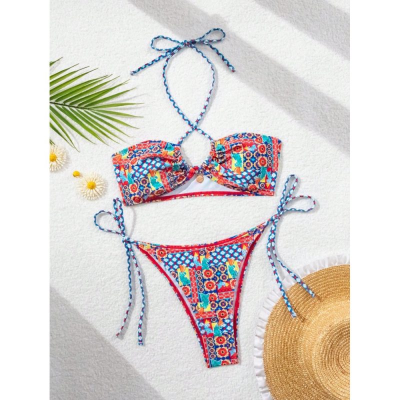 Costum de baie damă push up 2 piese ajustabil Multicolor – FITINT 478 - imagine 7