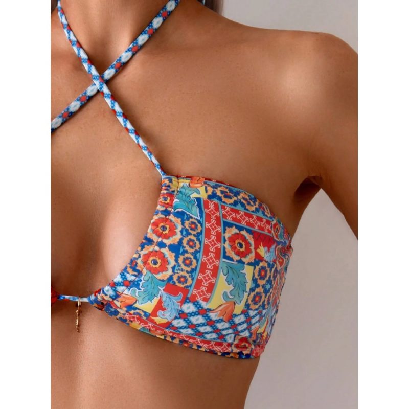 Costum de baie damă push up 2 piese ajustabil Multicolor – FITINT 478 - imagine 3