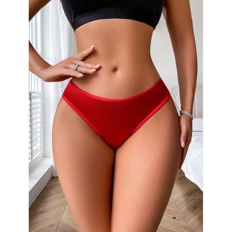 Chiloti dantela tanga luciosi dama FITINT Rosu 477 - imagine 6