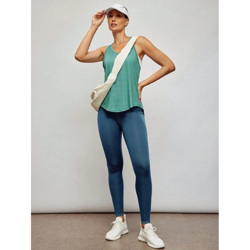 Colanți sport damă cu buzunar  cu talie inaltă Albastru – FITINT 114 - imagine 3