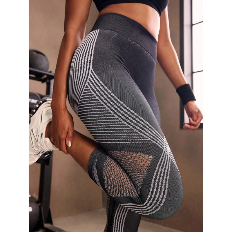 Colanți sport damă push up cu plasă elastică talie înaltă Negru – FITINT 216 - imagine 6
