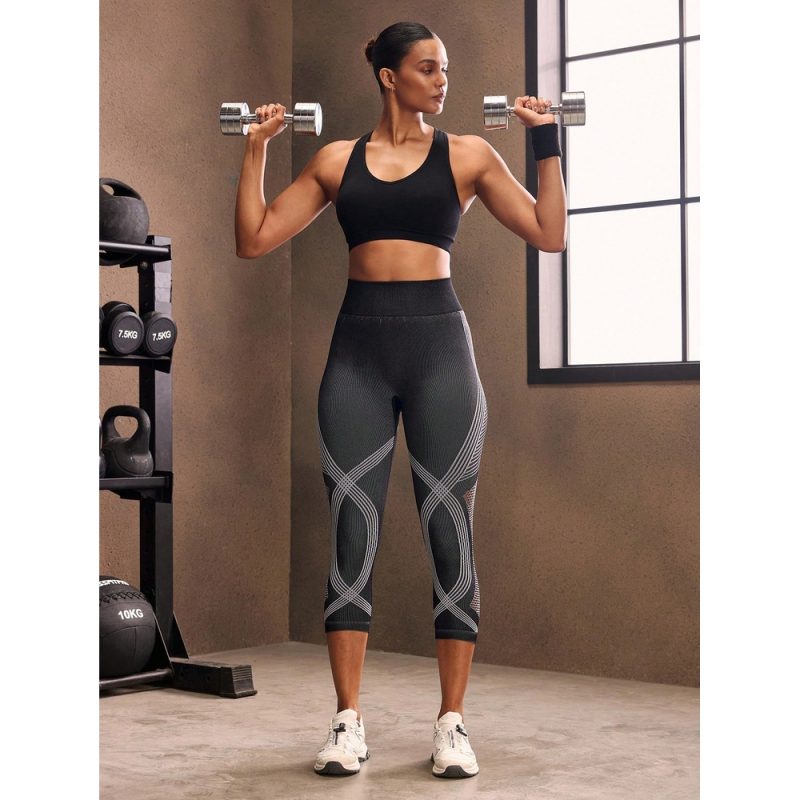 Colanți sport damă push up cu plasă elastică talie înaltă Negru – FITINT 216 - imagine 8