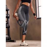 Colanți sport damă push up cu plasă elastică talie înaltă Negru – FITINT 216 - imagine 3
