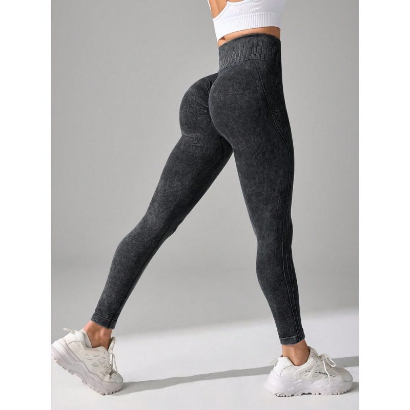 Colanți sport damă push-up cu talie inaltă Gri – FITINT 015 - imagine 1