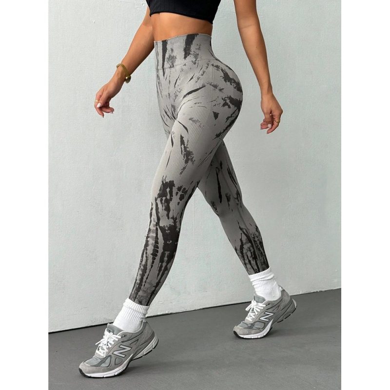 Colanți sport damă push-up cu talie inaltă Gri – FITINT 115 - imagine 1