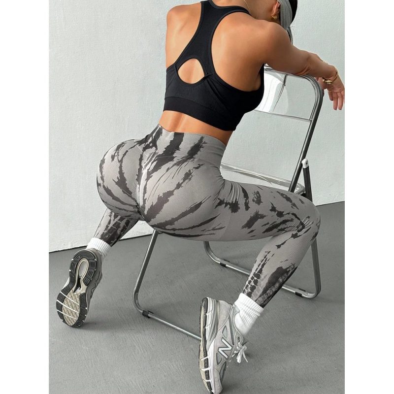 Colanți sport damă push-up cu talie inaltă Gri – FITINT 115 - imagine 5