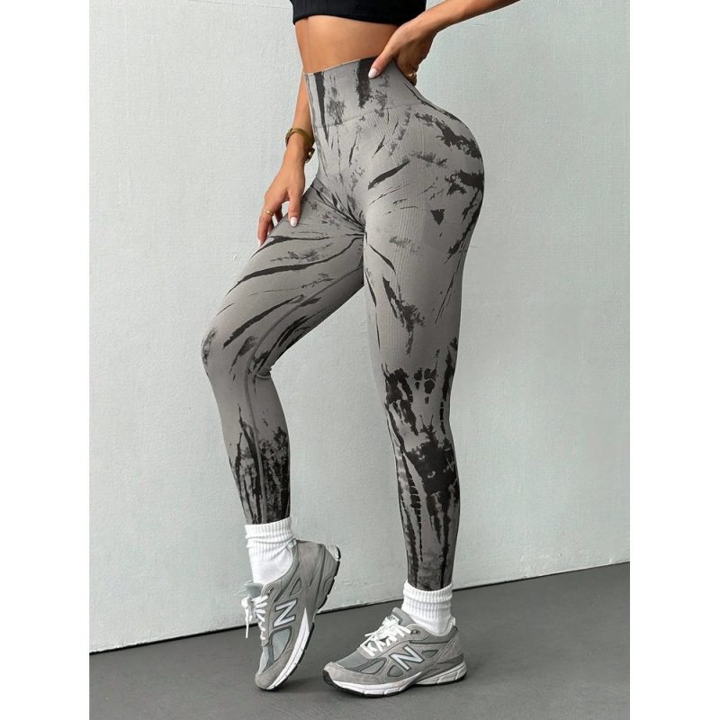 Colanți sport damă push-up cu talie inaltă Gri – FITINT 115 - imagine 6