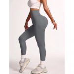 Colanți sport damă push-up cu talie inaltă Gri – FITINT 128 - imagine 2