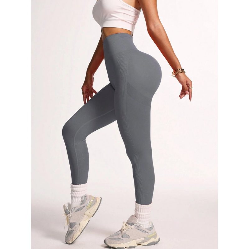 Colanți sport damă push-up cu talie inaltă Gri – FITINT 128 - imagine 2