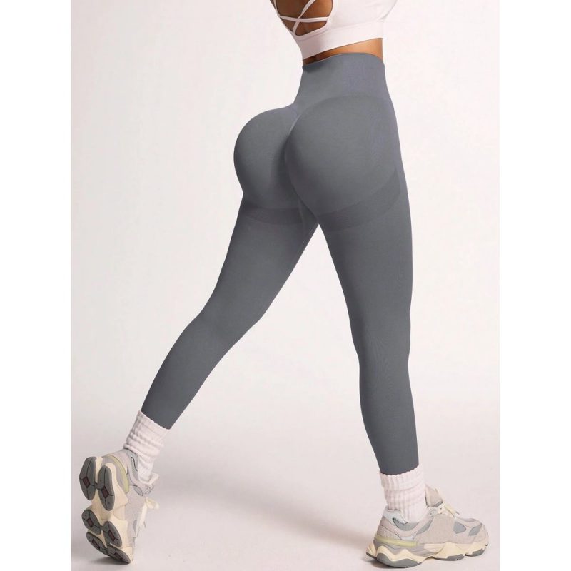 Colanți sport damă push-up cu talie inaltă Gri – FITINT 128 - imagine 1