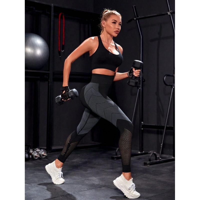 Colanți sport damă push-up cu talie inaltă Negru – FITINT 148 - imagine 6