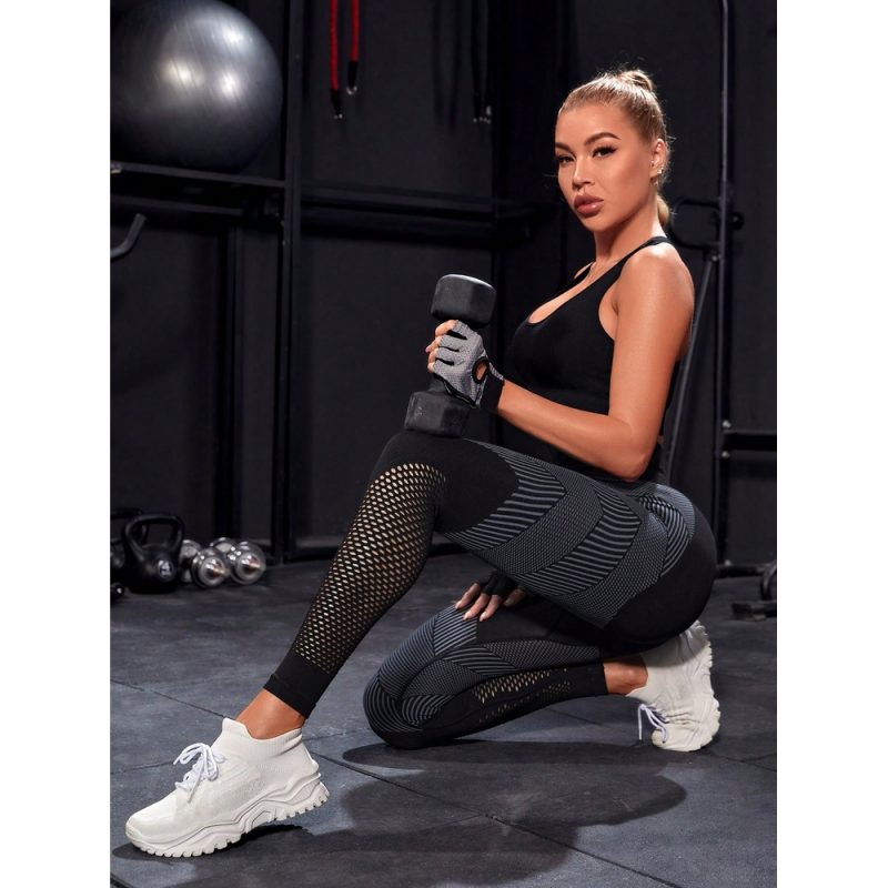 Colanți sport damă push-up cu talie inaltă Negru – FITINT 148 - imagine 1