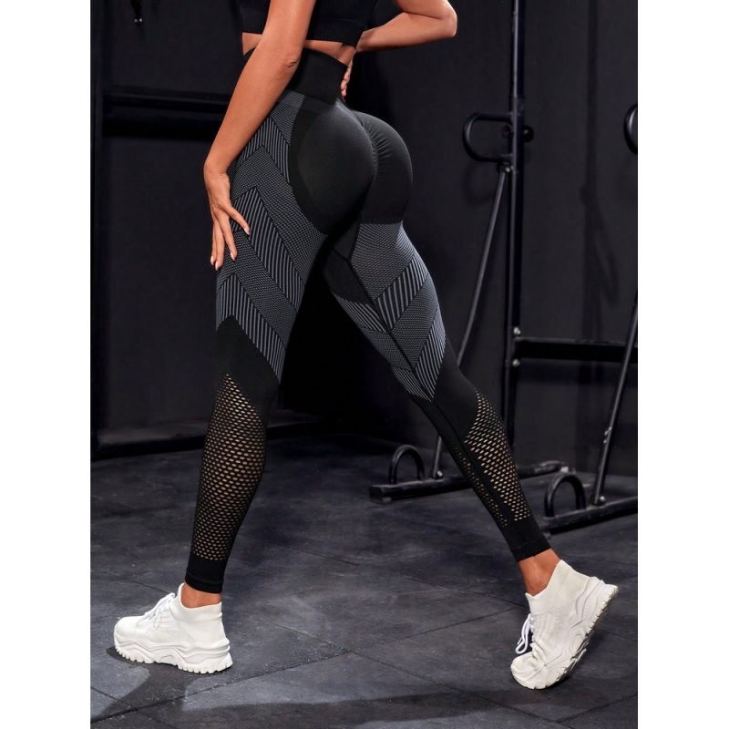 Colanți sport damă push-up cu talie inaltă Negru – FITINT 148 - imagine 3