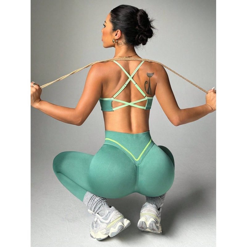Compleu set sport damă push-up Verde – FITINT 443 - imagine 6