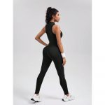 Salopetă fitness damă cu fermoar Negru – FITINT 127 - imagine 5