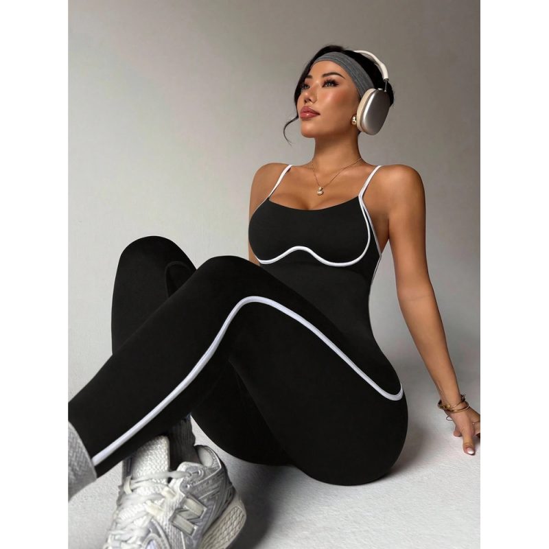 Salopetă fitness damă  Negru – FITINT 072 - imagine 3