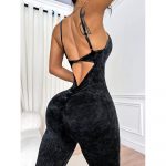 Salopetă fitness damă push-up Negru – FITINT 079 - imagine 5